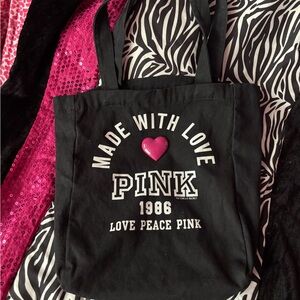 PINK Victoria's Secret Black and Pink Tote Bag